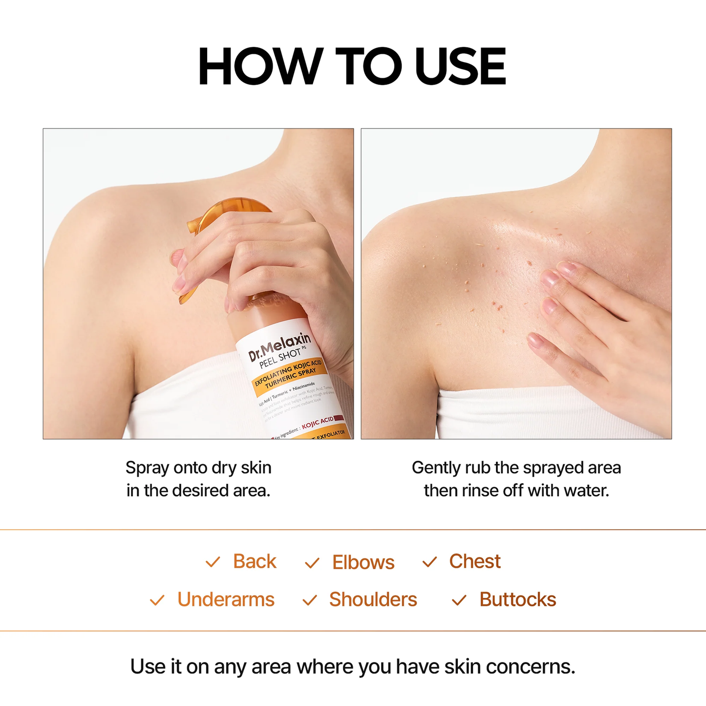 Body & Face Peel Shot Duo - Rice Peel Glow Ampoule & Kojic Acid Turmeric Spray